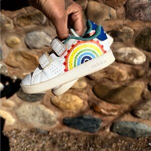 Adidas Kids Sneakers with Rainbow Design - White